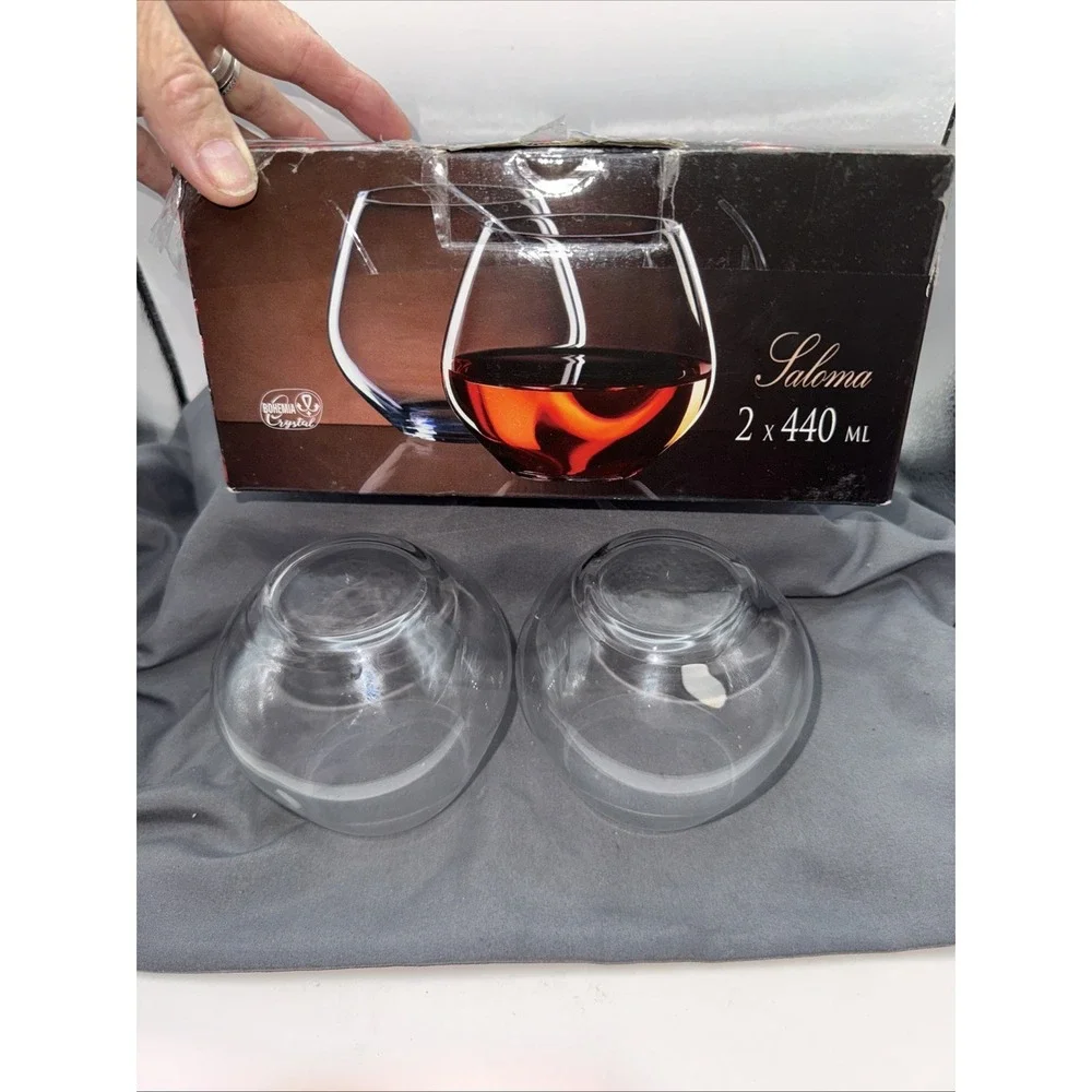 Bohemia Crystal Stemless Wine Brandy Glasses Set of 2 - Crystalex NIB